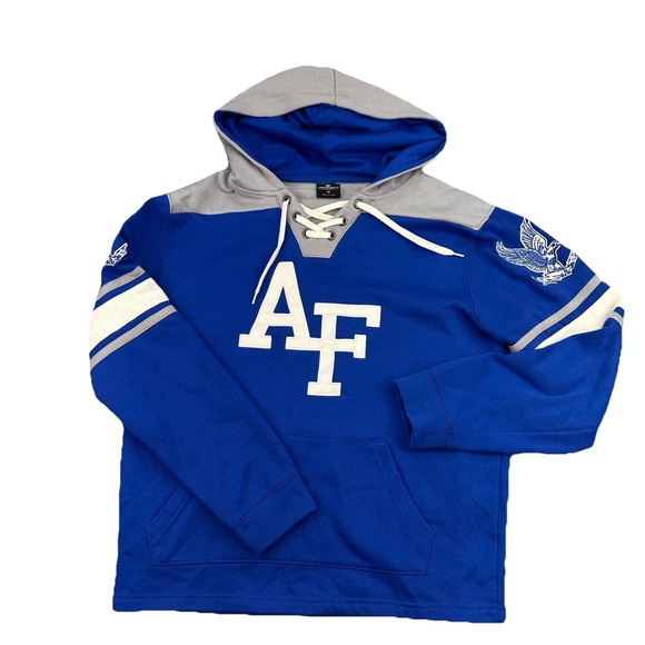Air Force Falcons Colosseum 1/4 Lace Up Hooded Sweatshirt Men M Blue White - Picture 1 of 12